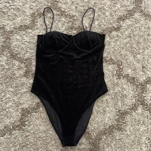 Black velvet bodysuit